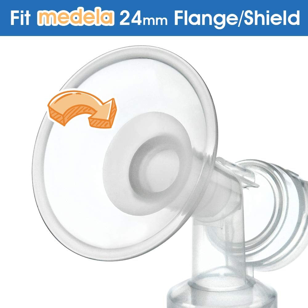 Maymom Silicone Flange Inserts for Medela & Spectra 24mm Breastshield (Long), 2pc (3 Sizes)