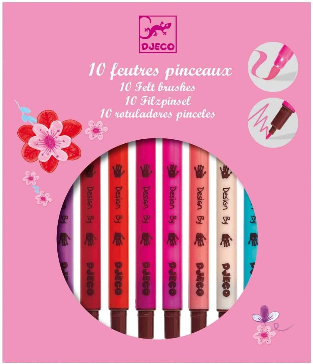 Djeco 10 Felt Brush Pens - Pastel