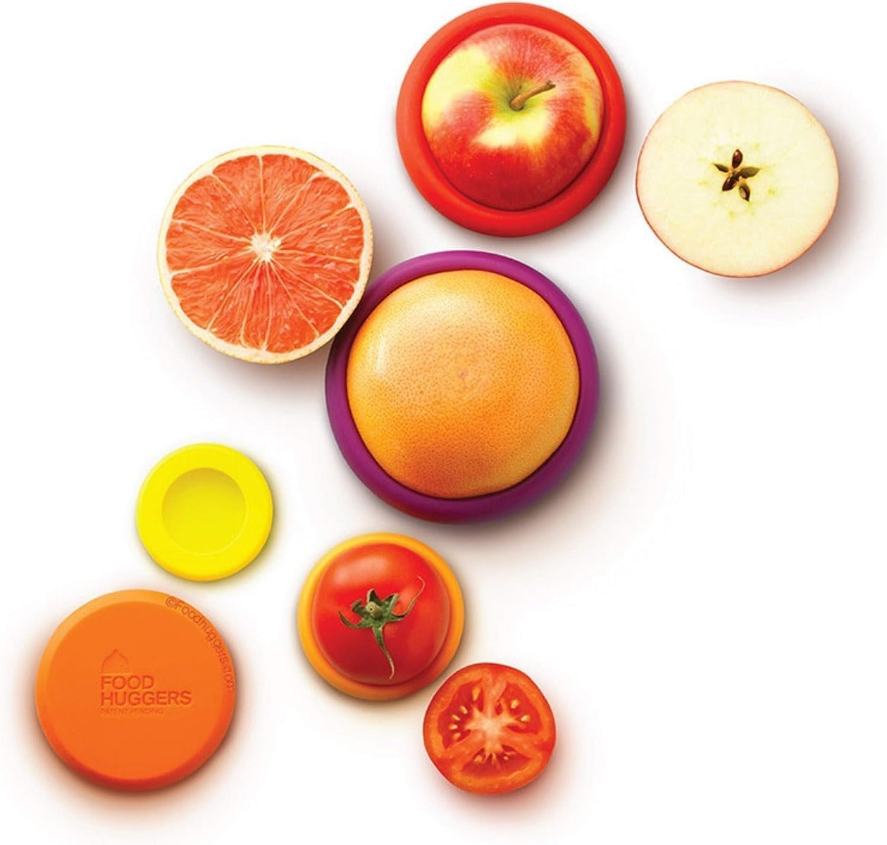 Food Huggers Set of 5 Reusable Silicone Food Savers (4 Colors) - Pupsik Singapore