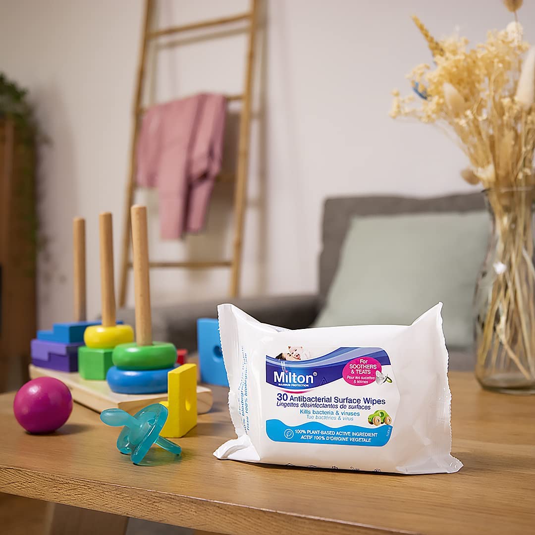 Milton Antibacterial Surface Wipes (Contains Alcohol), 30s (exp 01/27)