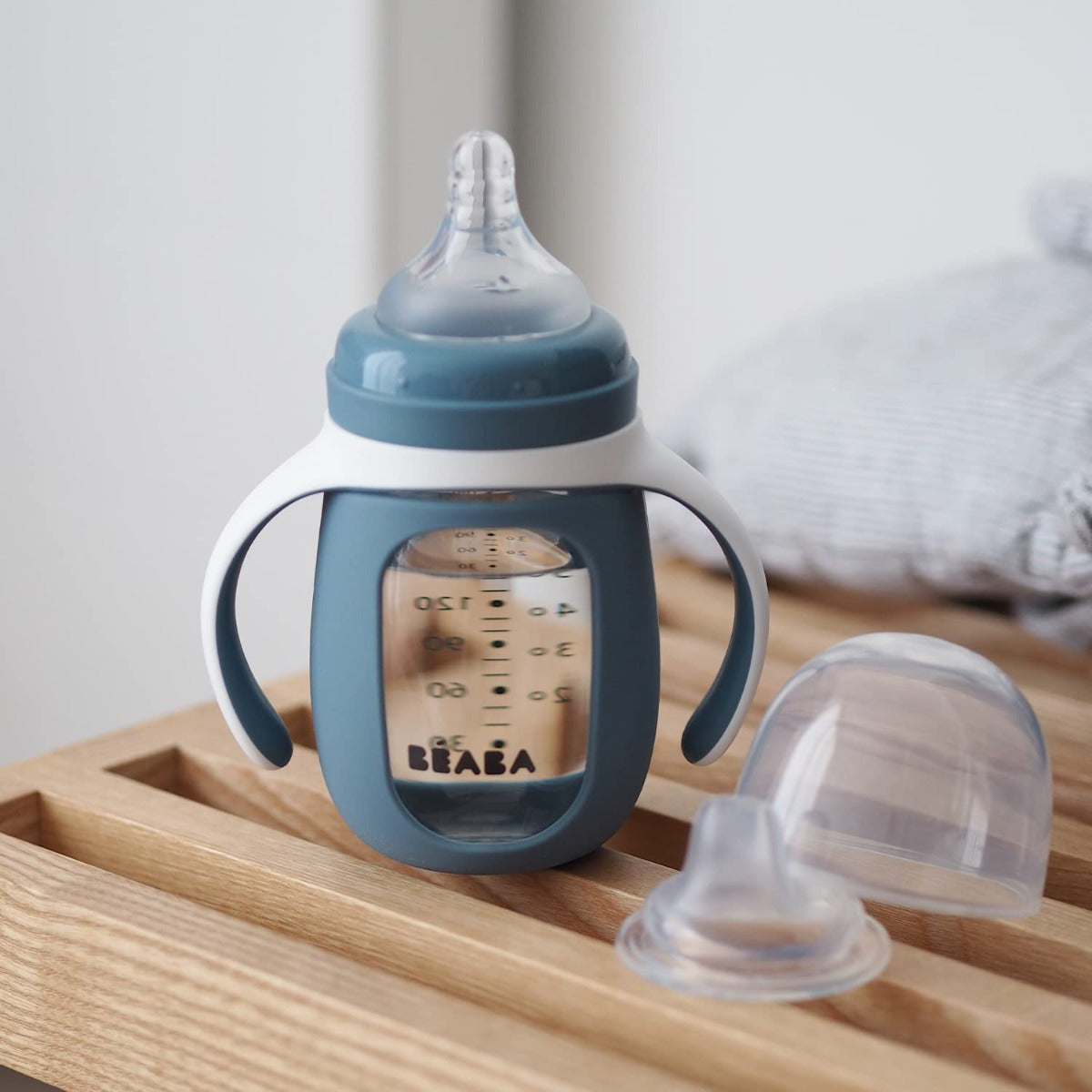 Beaba 2-in-1 Glass Training Cup with Silicone Sleeve, 210ml (4 Colors) - Pupsik Singapore