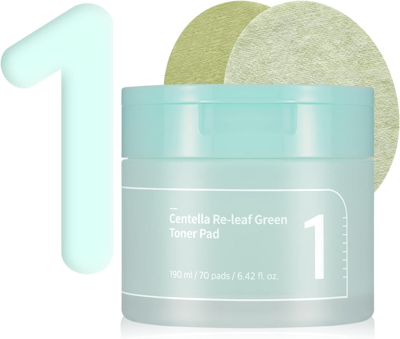 numbuzin No. 1 Centella Re-leaf Green Toner Pads, 70 Pads (Exp 11/26)