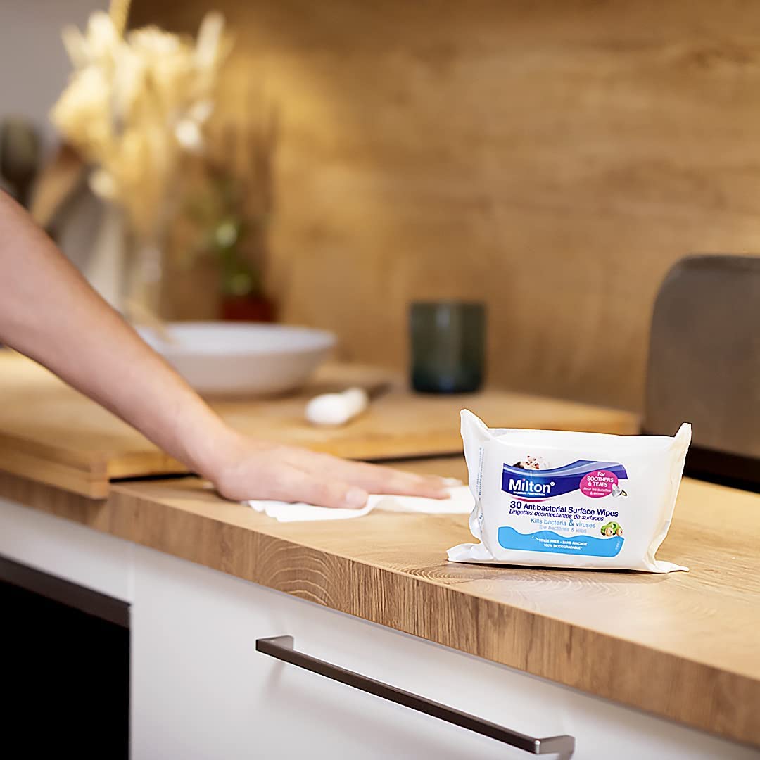 Milton Antibacterial Surface Wipes (Contains Alcohol), 30s (exp 01/27)