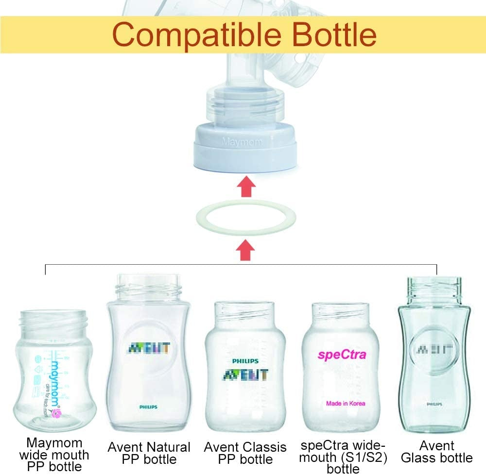 Maymom Narrow to Wide Bottle Thread Changer (Medela Pump to Spectra/Avent Bottles)