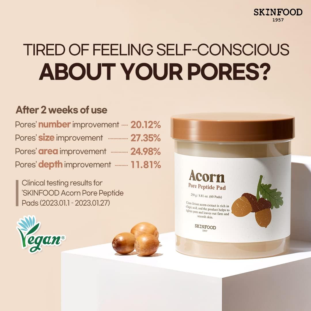 Skinfood Acorn Pore Peptide Pads, 60pcs (Exp 04/27)
