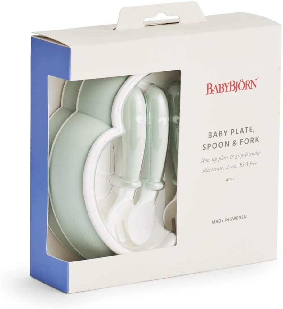 Baby Bjorn Baby Plate, Spoon & Fork (2 Set) (5 Colours) - Made in Sweden - Pupsik Singapore