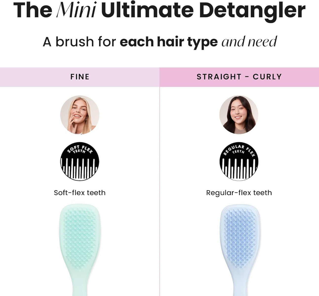 Tangle Teezer The Ultimate Detangler Mini Hairbrush, Straight & Curly (10 Colors)