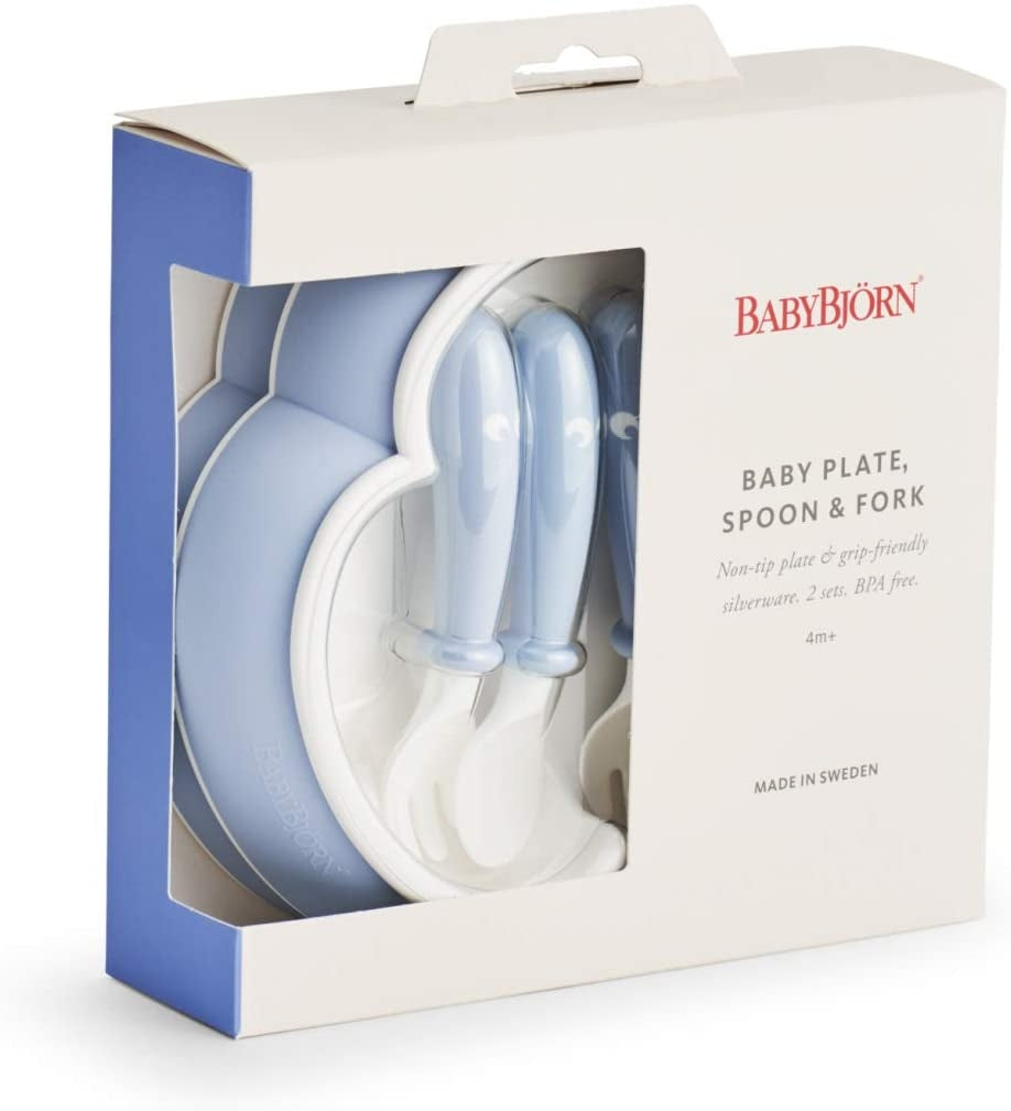 Baby Bjorn Baby Plate, Spoon & Fork (2 Set) (5 Colours) - Made in Sweden - Pupsik Singapore