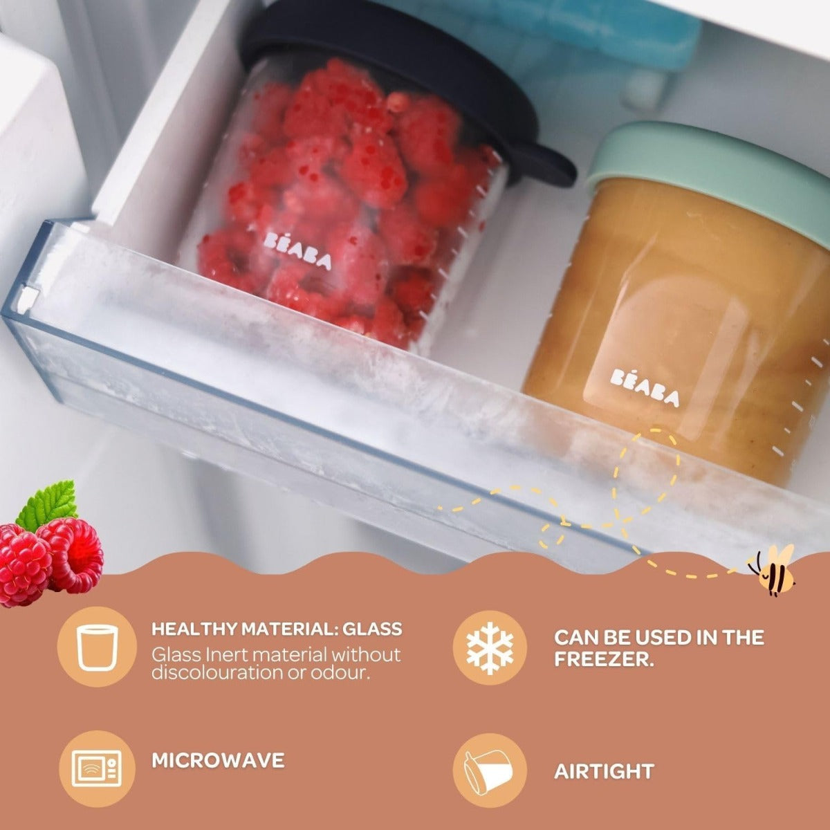Beaba Glass Containers Jars, 250ml (3 colors)