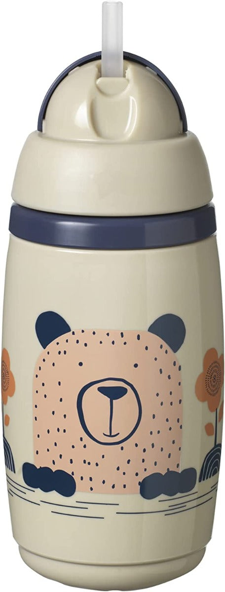 Tommee Tippee Superstar Insulated Straw Cup Water Bottle (266ml) - Grey Bear