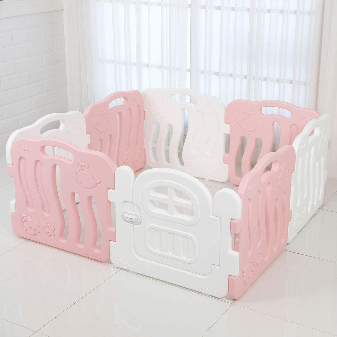 IFAM Shell Baby Play Yard & Door (8pc) - Pink/White