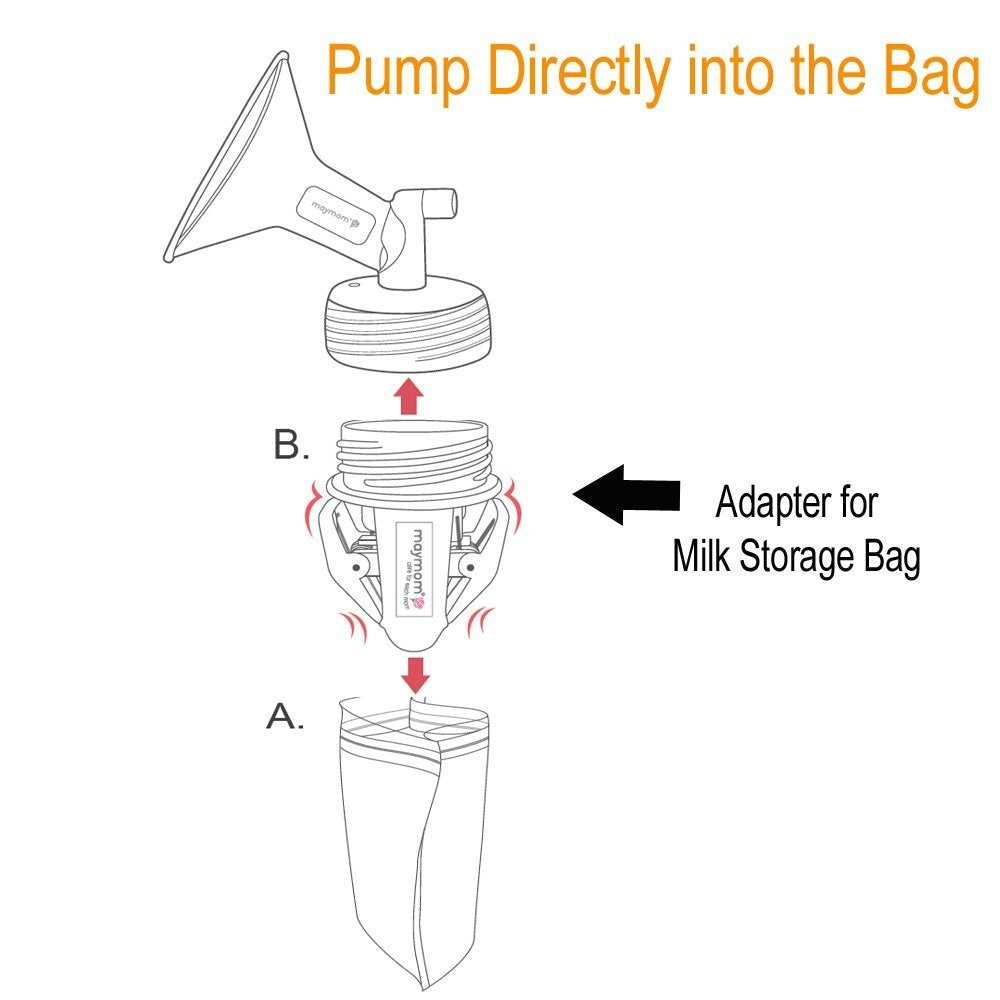 Maymom Breastmilk Storage Bag Adapters for Wide Neck Flange - 1st Gen (2pk)