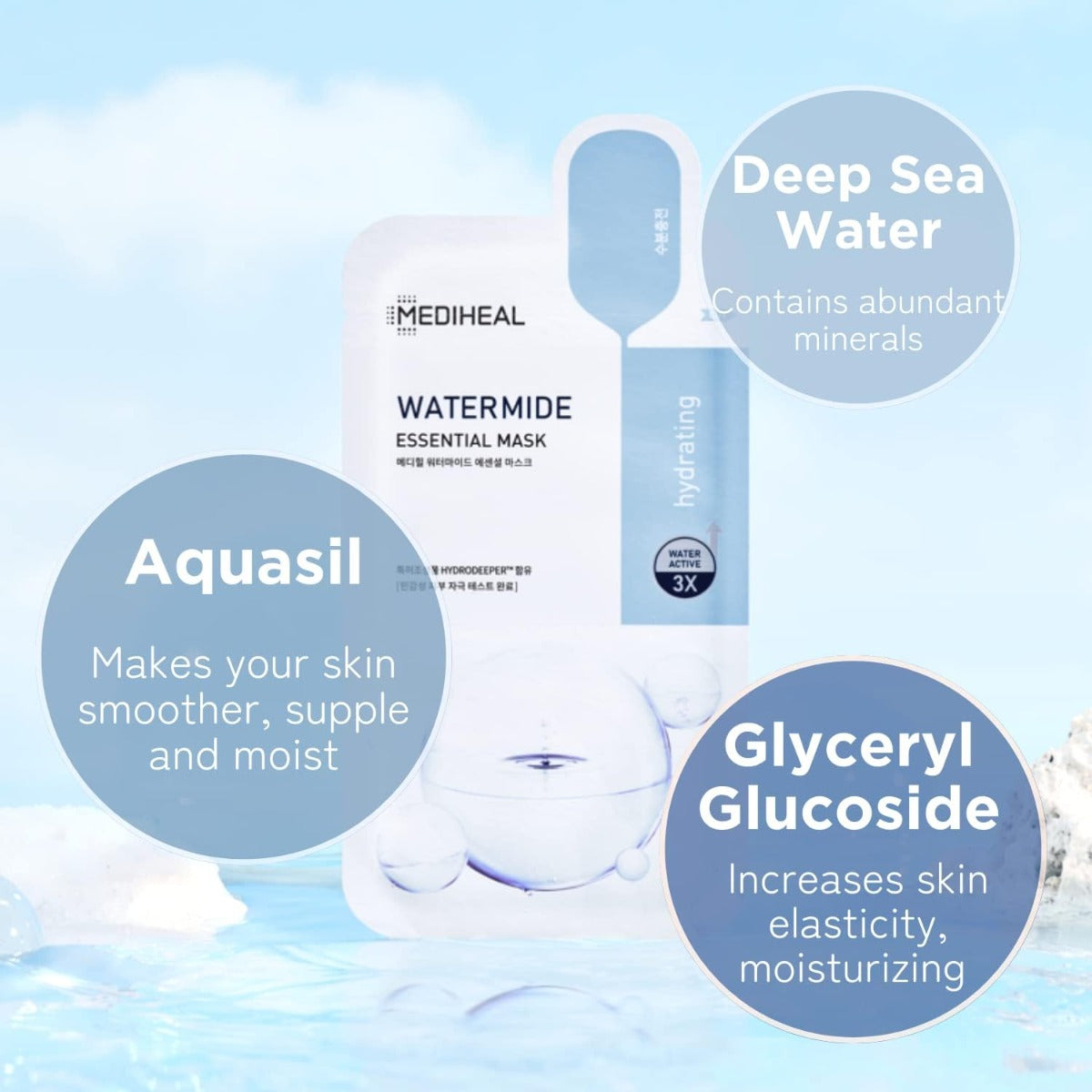 Mediheal Watermide Essential Mask, Pack of 10 (Exp 10/27)