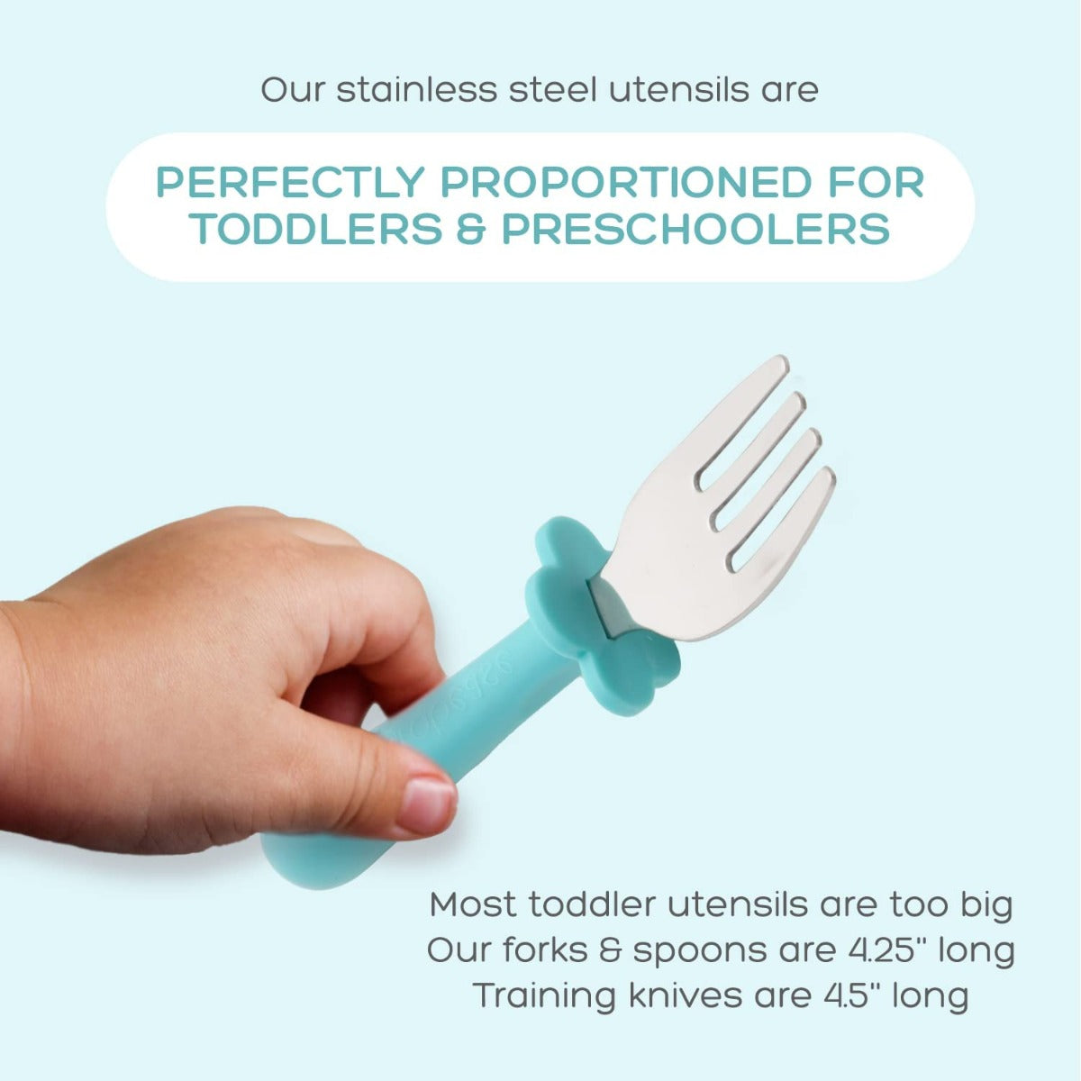 Grabease Stainless Steel Toddler Utensil Set - Fork, Knife & Spoon (3 Colors) - Pupsik Singapore
