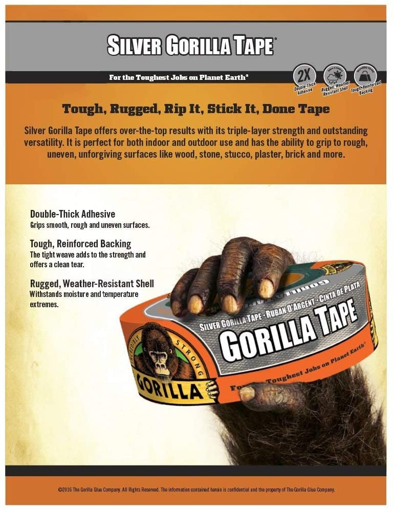 Gorilla Silver Tape Tough & Wide (27m)