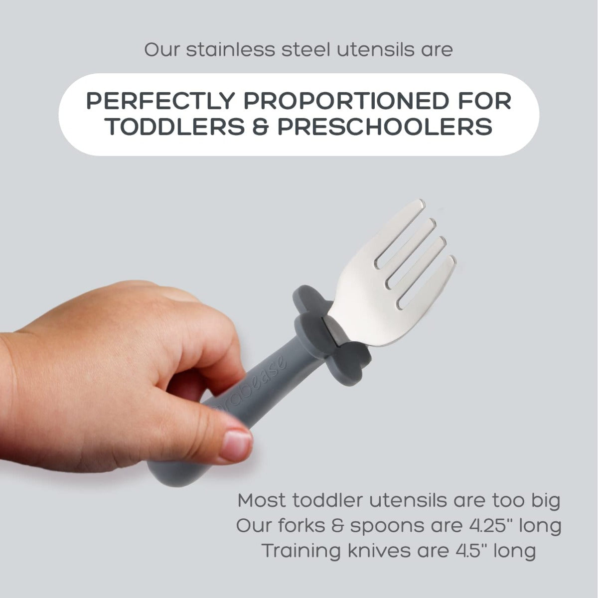 Grabease Stainless Steel Toddler Utensil Set - Fork, Knife & Spoon (3 Colors) - Pupsik Singapore