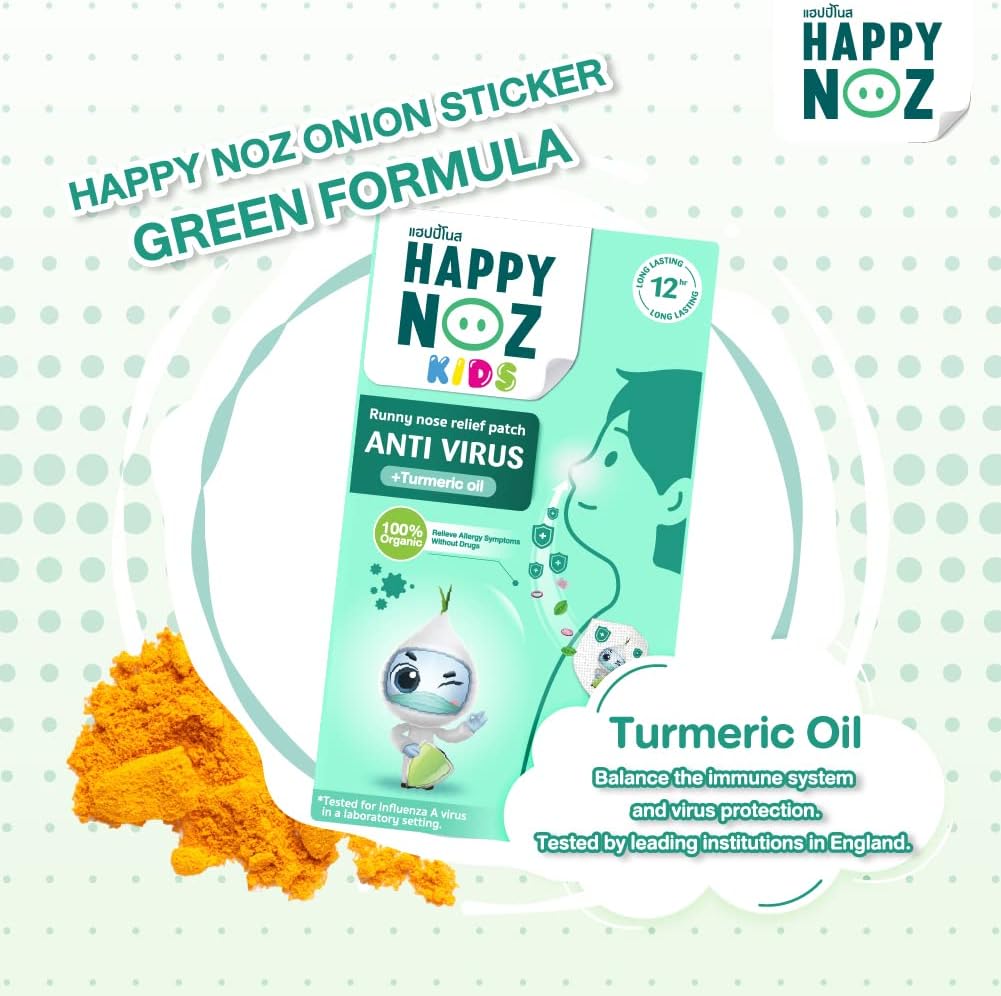 Happy Noz Organic Onion Sticker Patch For Kids, 6pcs - Anti Virus Green (Exp 03/27)