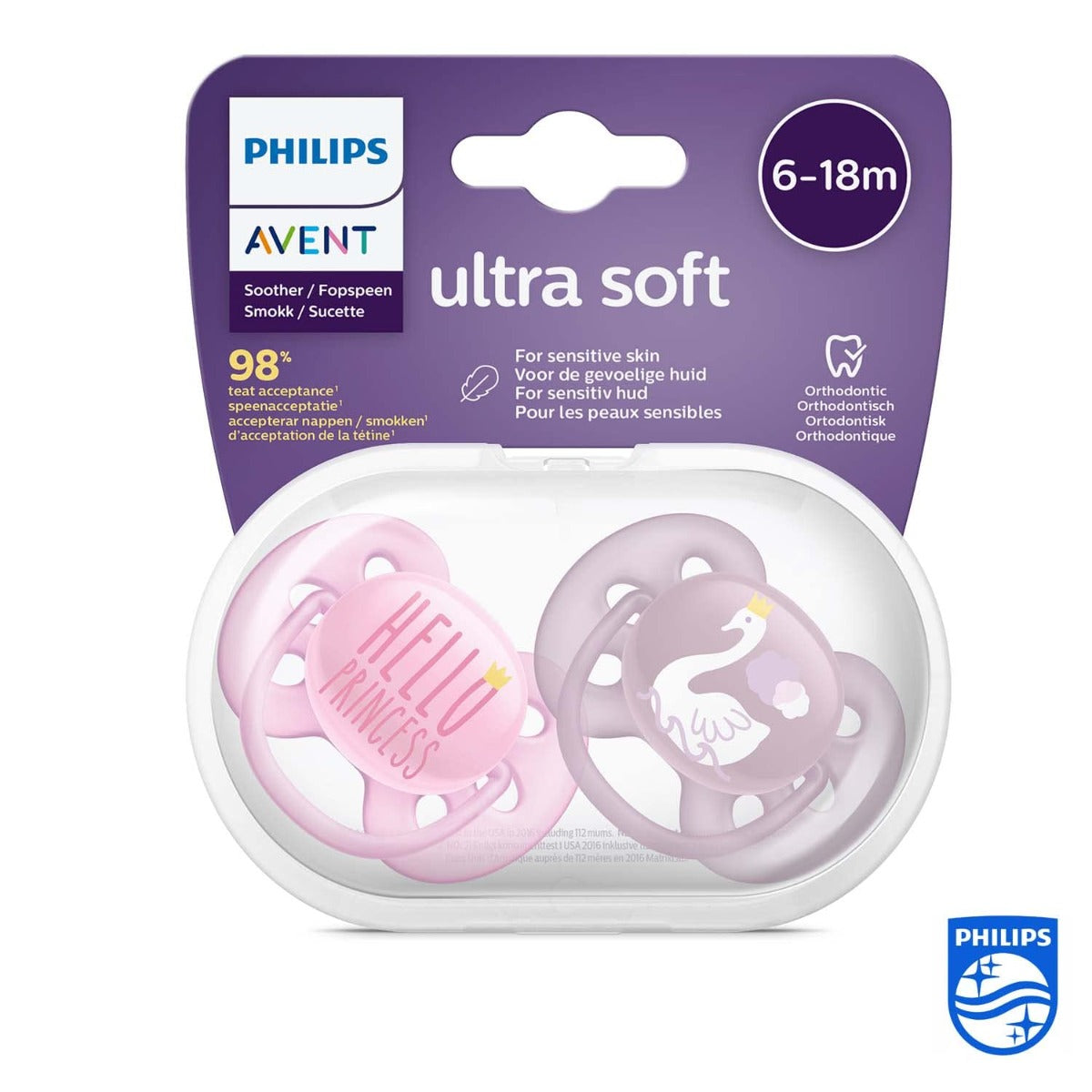 Philips Avent Ultra Soft Pacifiers, 2pk - 6-18M (2 Designs)