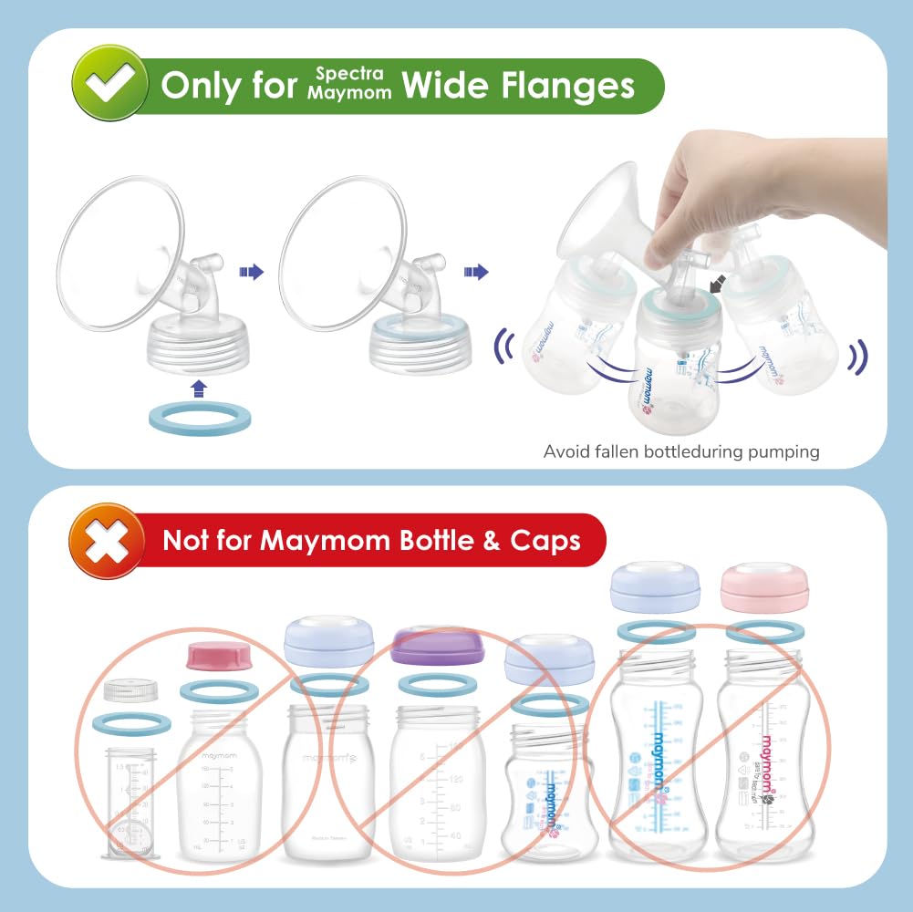 Maymom Bottle O Rings for Wide-Neck Flanges, 6pk (Compatible with Spectra)