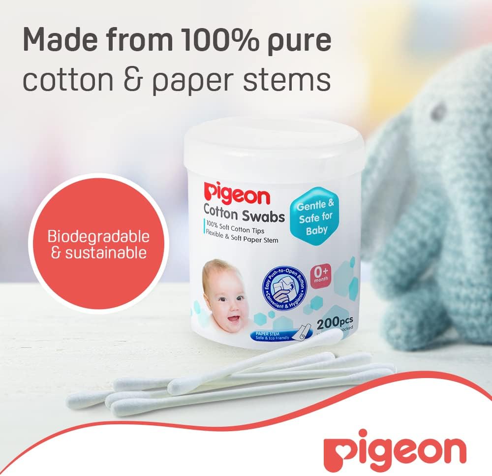 Pigeon Baby Cotton Swabs (200pc) - Paper Stem Regular