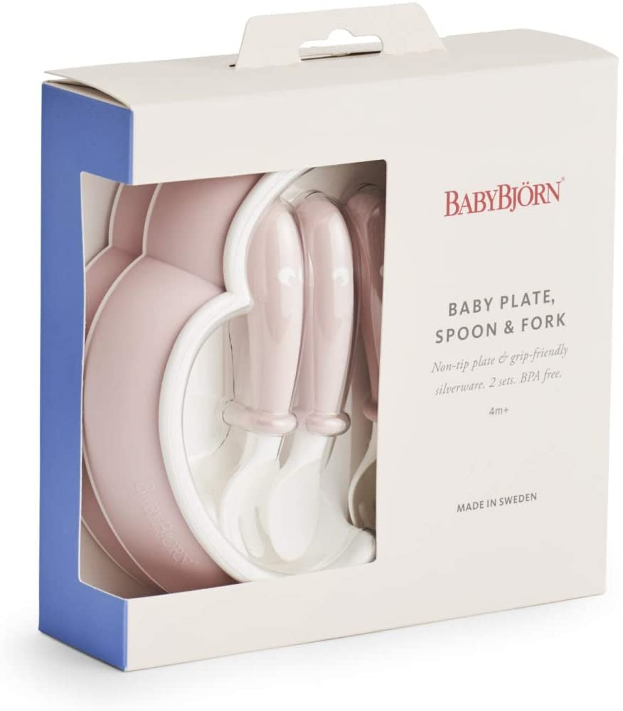 Baby Bjorn Baby Plate, Spoon & Fork (2 Set) (5 Colours) - Made in Sweden - Pupsik Singapore
