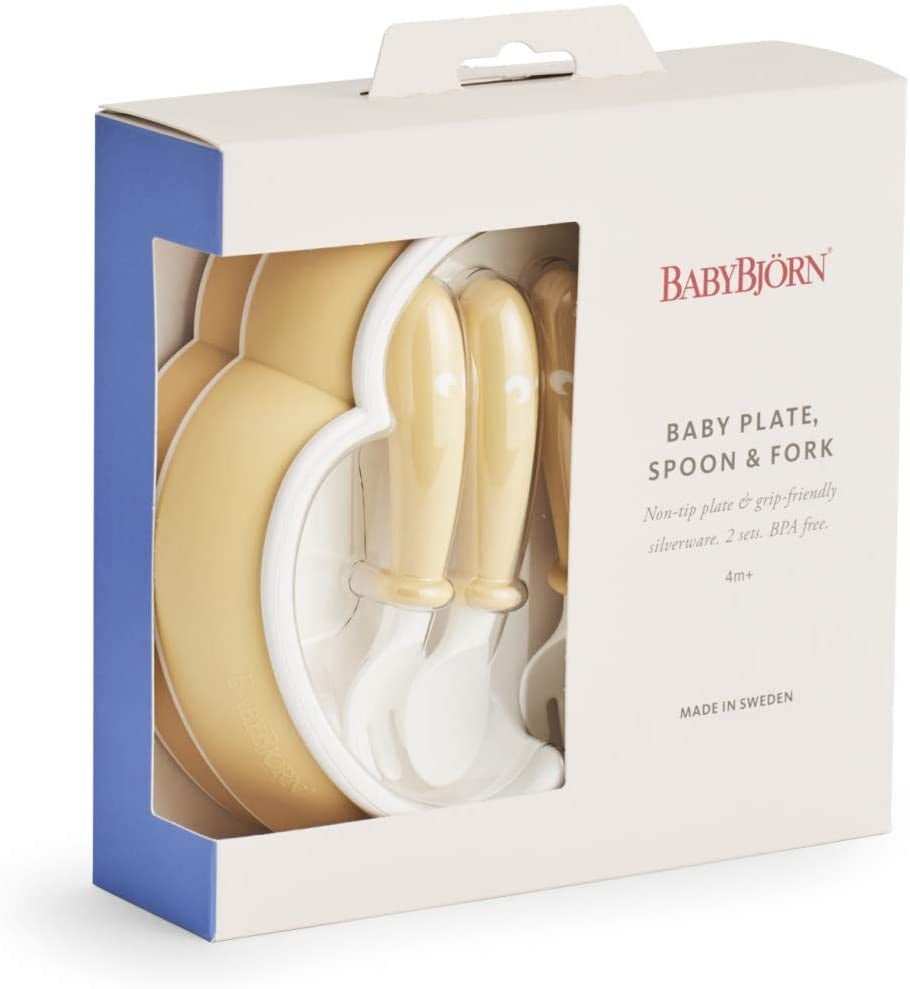 Baby Bjorn Baby Plate, Spoon & Fork (2 Set) (5 Colours) - Made in Sweden - Pupsik Singapore