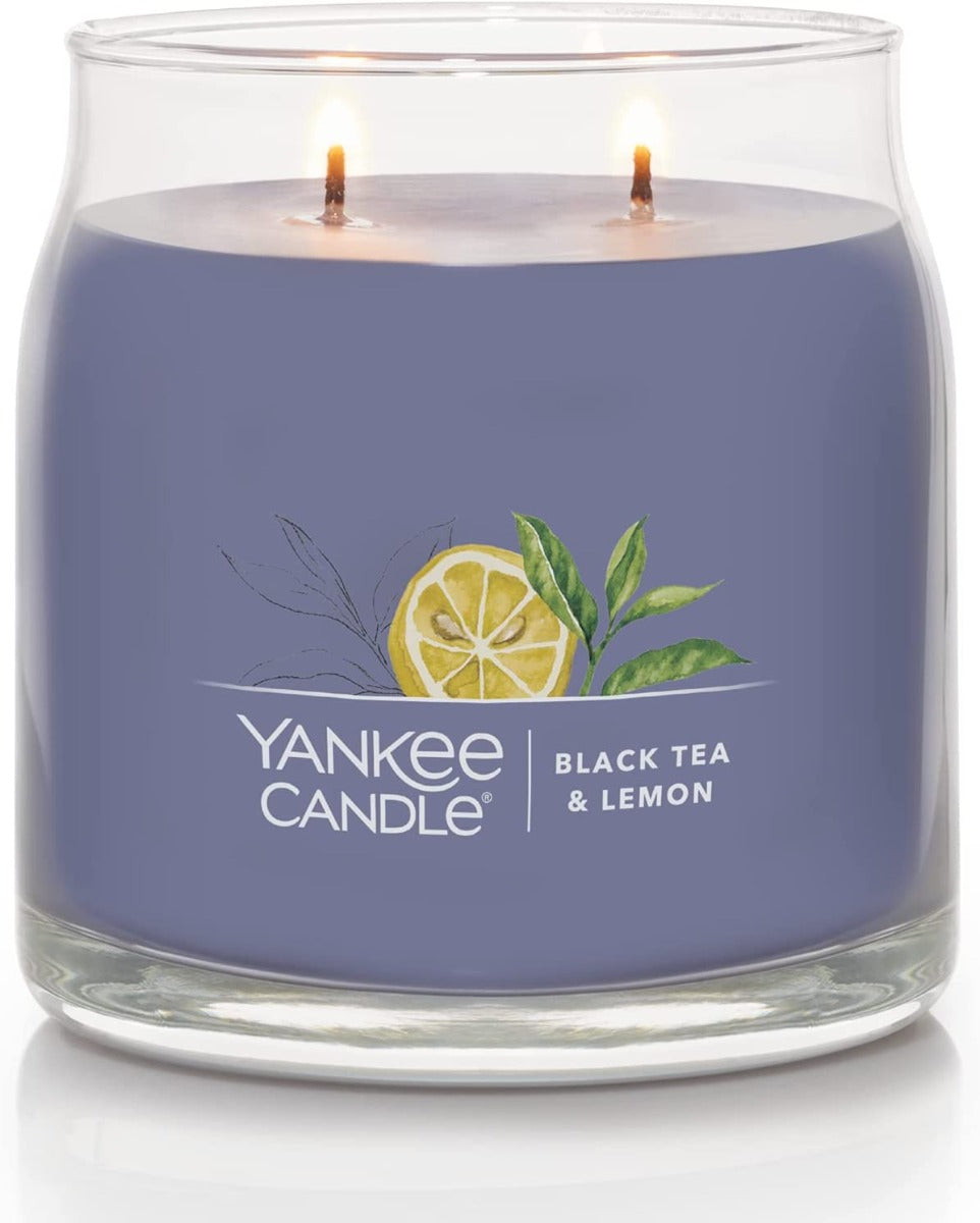 Yankee Candle Signature Medium Jar Candle, 2-wicks (13oz) - Black Tea and Lemon