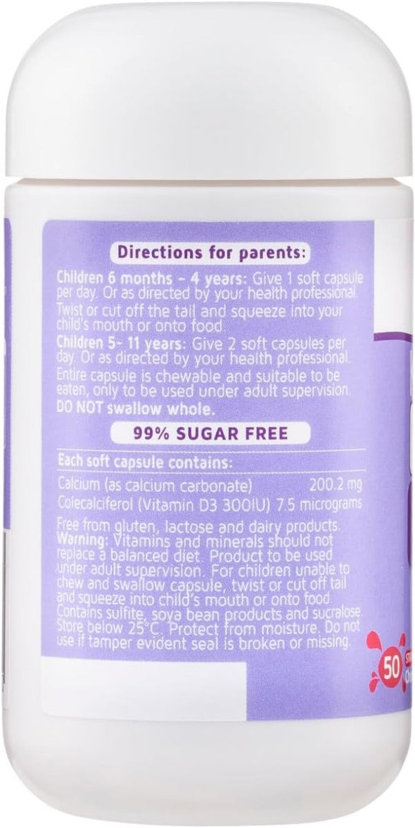 Nature's Way Kids Smart Bursts Calcium + Vitamin D3 Soft Capsules, 50s (Exp 11/26)