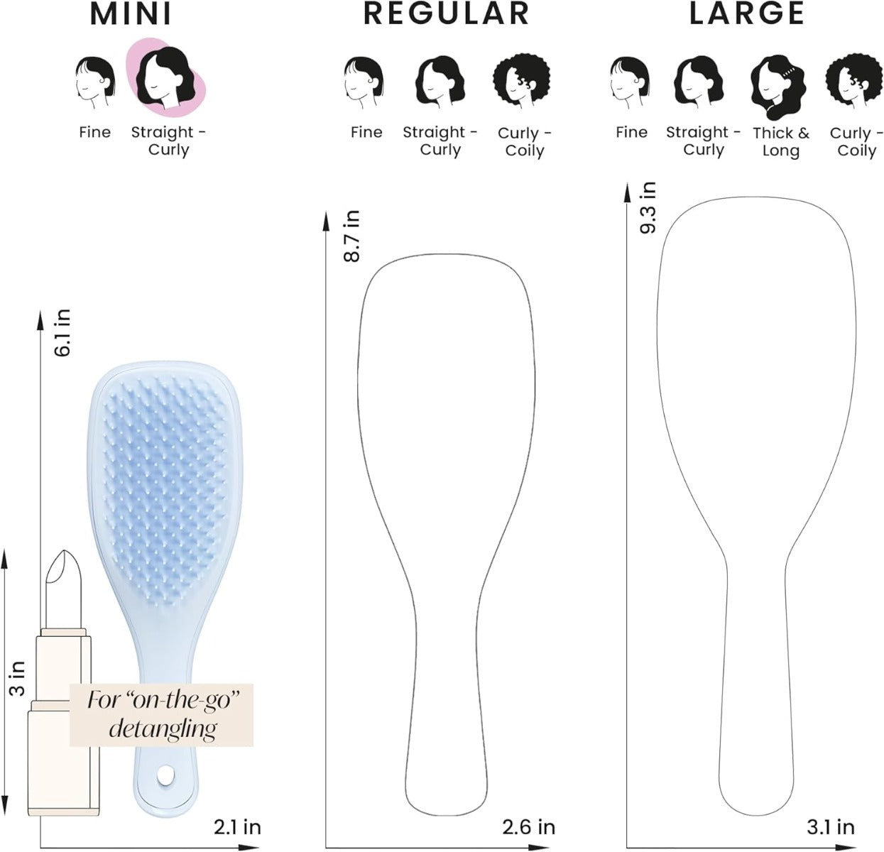 Tangle Teezer The Ultimate Detangler Mini Hairbrush, Straight & Curly (10 Colors)