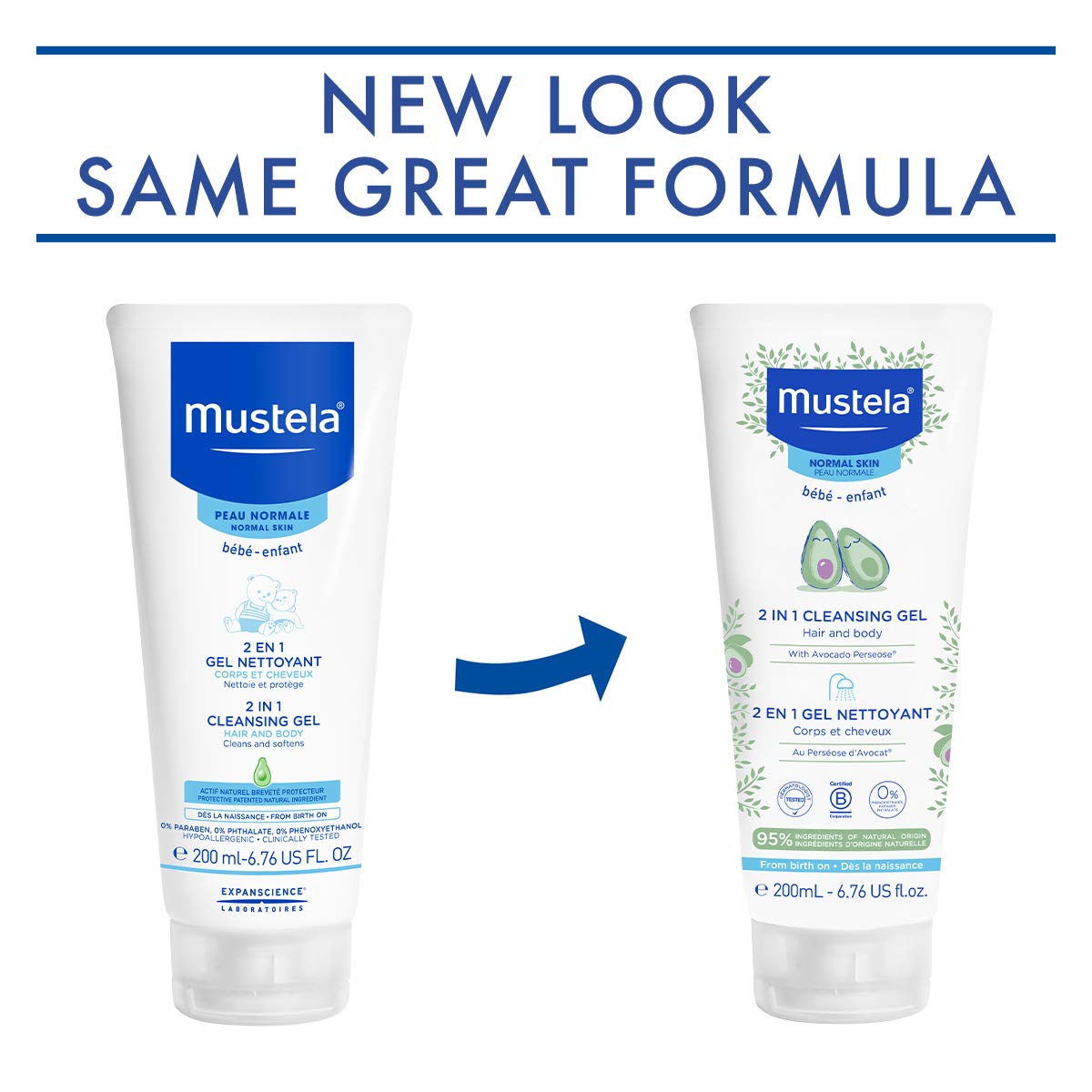 Mustela 2 in 1 Cleansing Gel for Hair & Body, 200ml (bef. 2 in 1 Hair & Body Wash) - exp 09/26