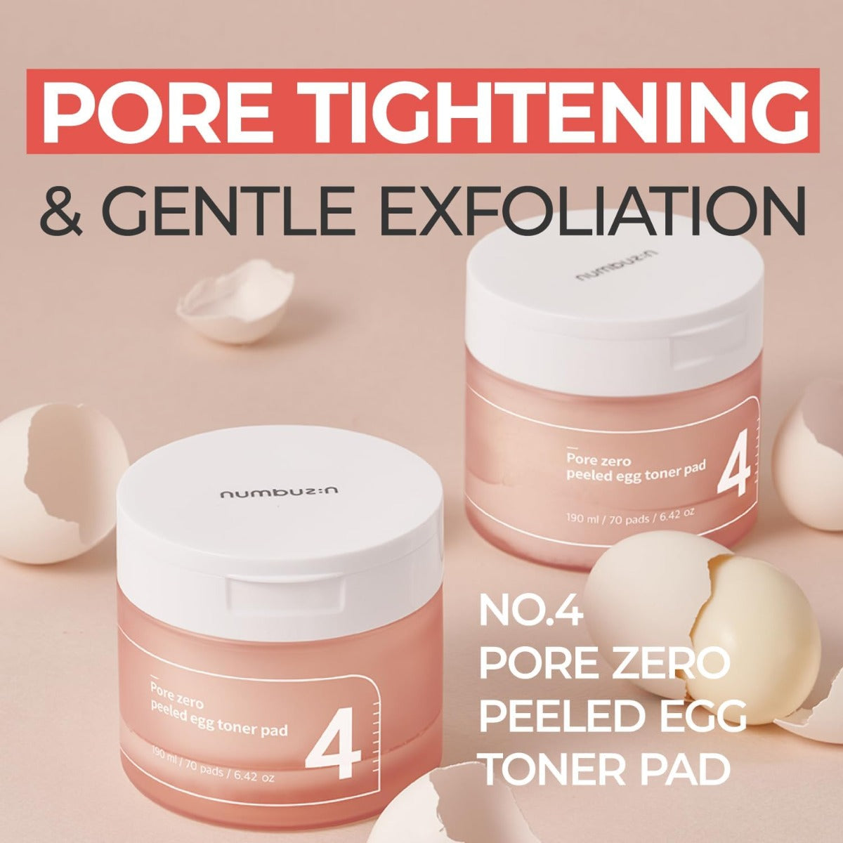 numbuzin No.4 Pore Zero Peeled Egg Toner Pads, 70 Pads (Exp 05/27)