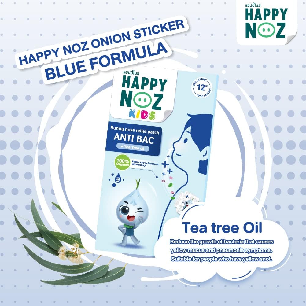 Happy Noz Organic Onion Sticker Patch For Kids, 6pcs - Anti Bac Blue (Exp 06/26)