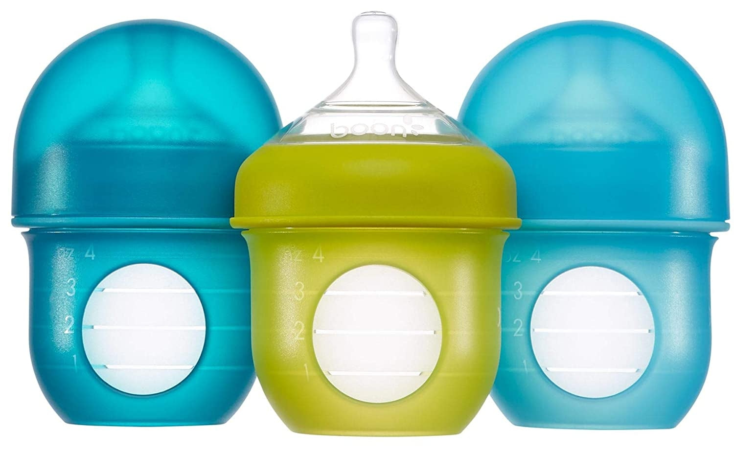 Boon Nursh Silicone Pouch Bottle, 4oz (3pk) (3 Colours)