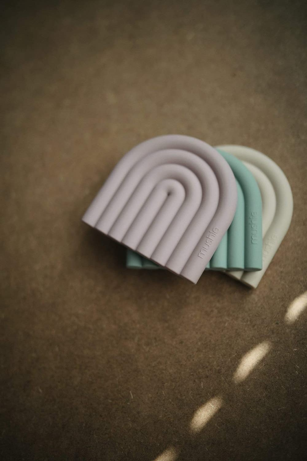 Mushie Silicone Rainbow Teether - Shifting Sand - Pupsik Singapore