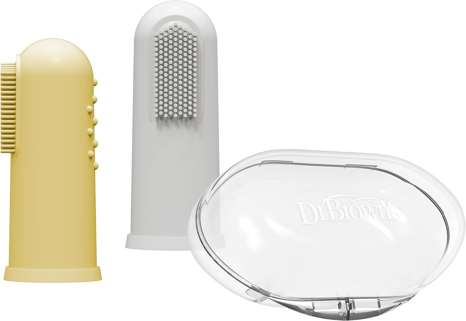 Dr Brown's Silicone Finger Toothbrush with Case, 2pk (2 Colors)
