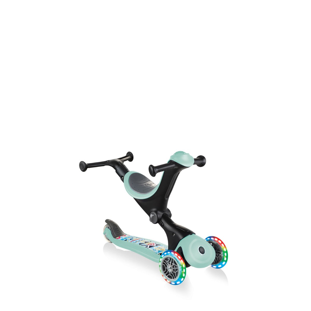GLOBBER GO•UP DELUXE 青・黒 Sit-and-Ride 360 Scooter: GO•UP DELUXE LIGHTS 360°– Globber