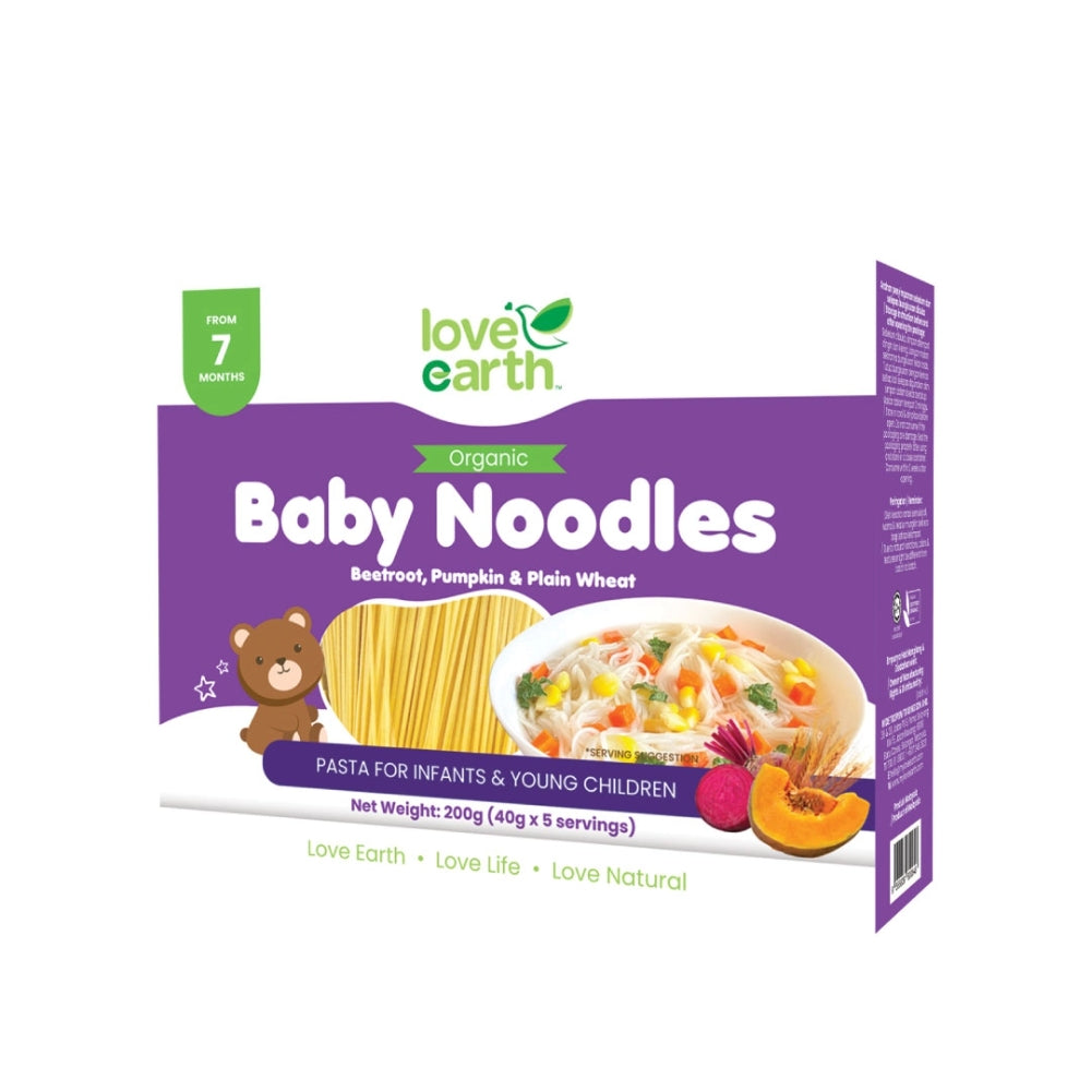 Love Earth Organic Baby Noodles, 200g - Beetroot, Pumpkin & Plain Wheat (Exp 03/27)