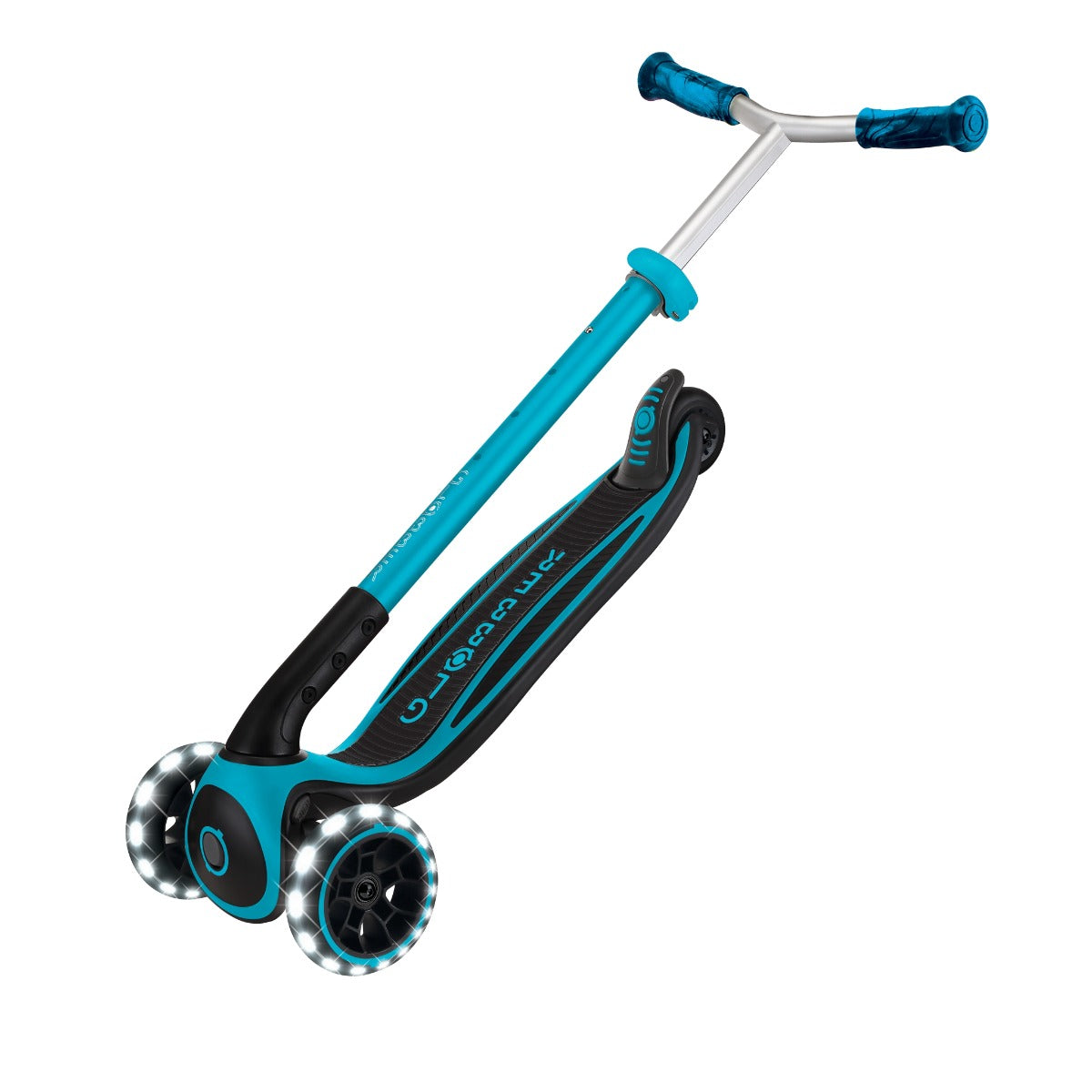 Globber Ace Lights Foldable Scooter (LED Wheels) - Aqua