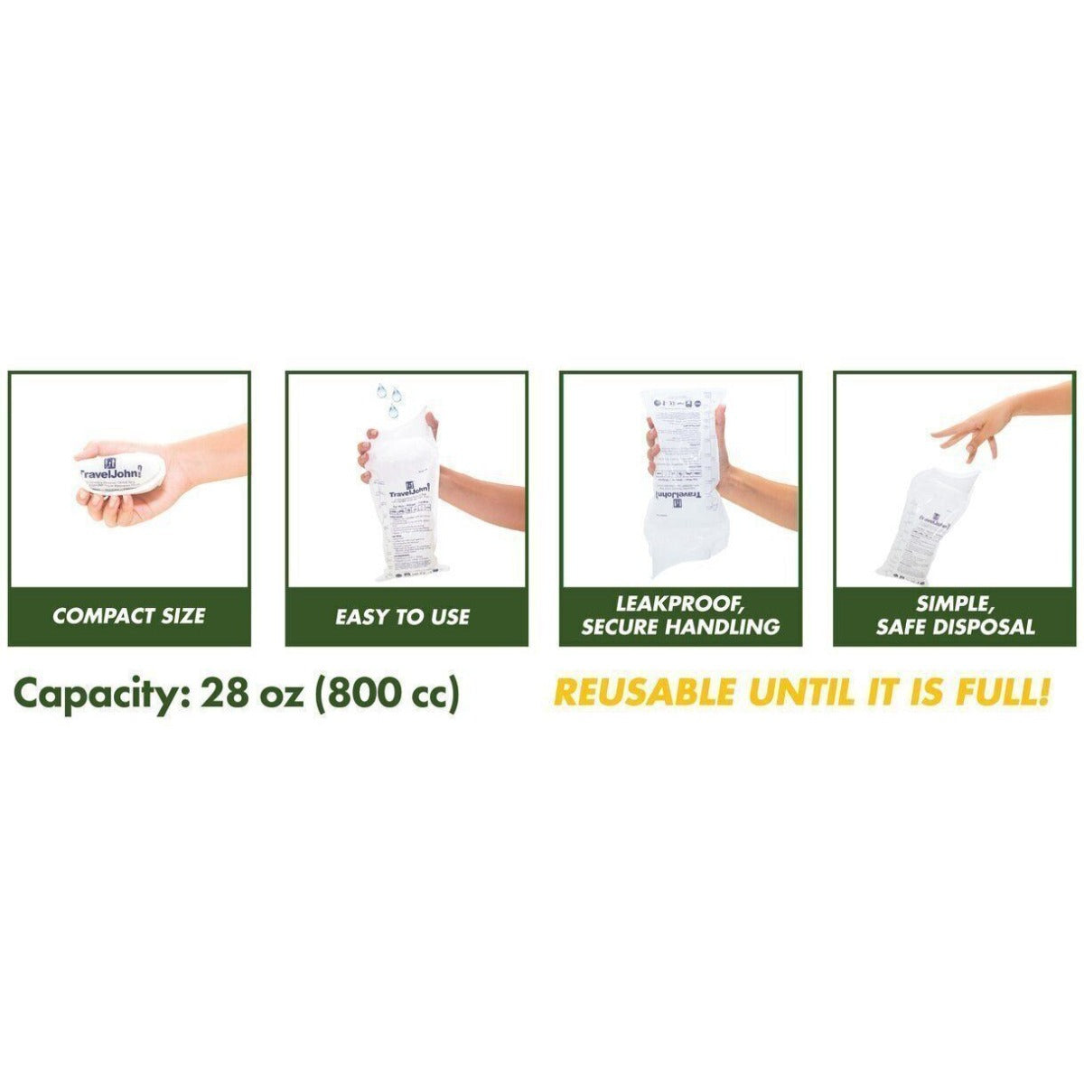 Travel John Disposable Urinal, 3-pack (TJ1A)