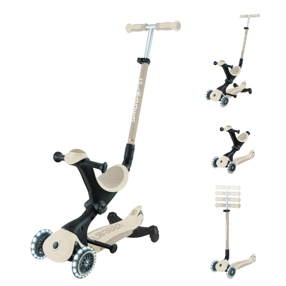 Globber GO•UP Deluxe Lights 360° Convertible Foldable Scooter (LED wheels) - Ecologic Coconut