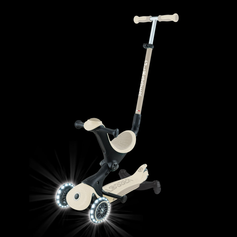 Globber GO•UP Deluxe Lights 360° Convertible Foldable Scooter (LED wheels) - Ecologic Coconut