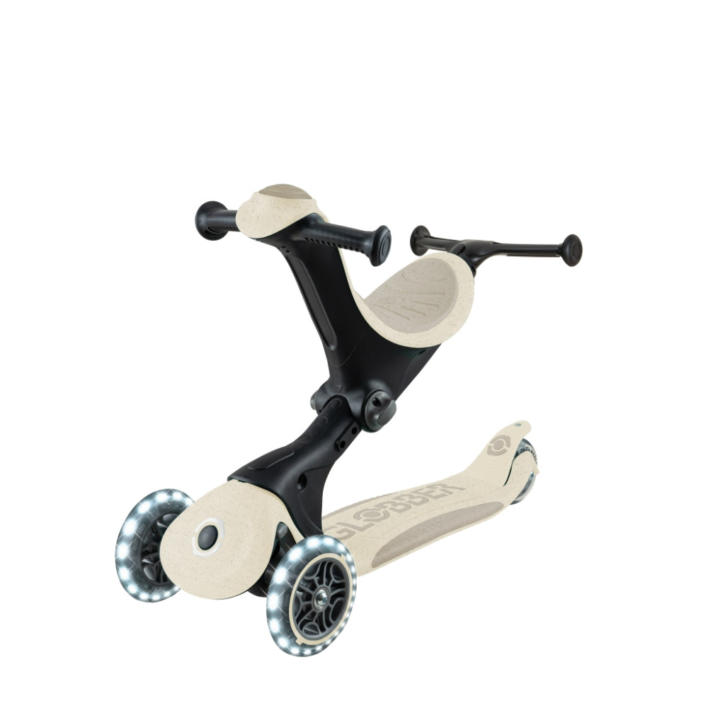 Globber GO•UP Deluxe Lights 360° Convertible Foldable Scooter (LED wheels) - Ecologic Coconut