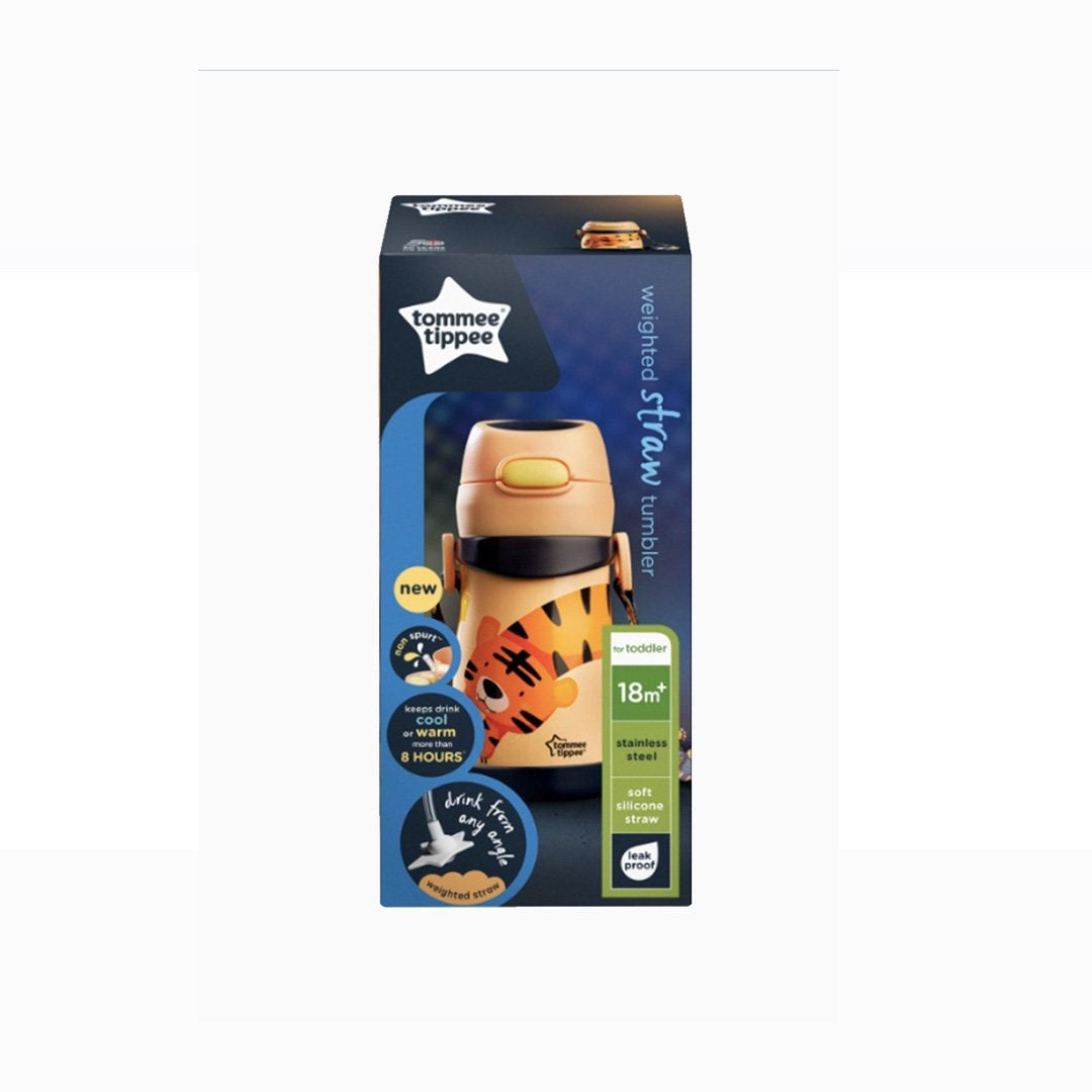 Tommee Tippee Insulated Stainless Steel Weighted Straw Tumbler (300ml) - Tiger