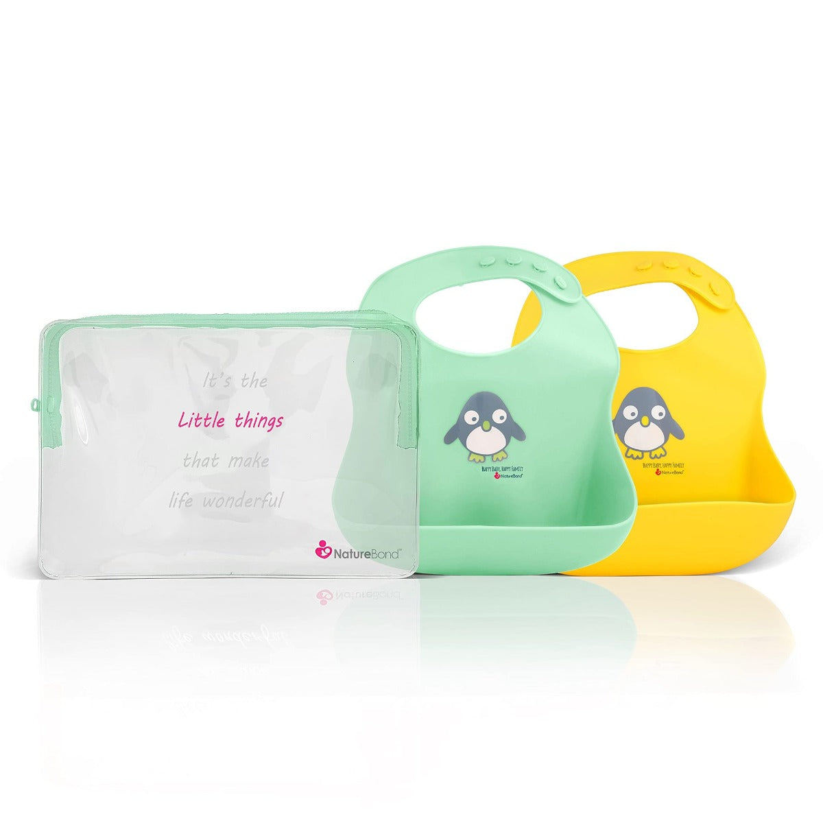 NatureBond Waterproof Silicone Baby Bib, 2pk (2 Colours) - Pupsik Singapore
