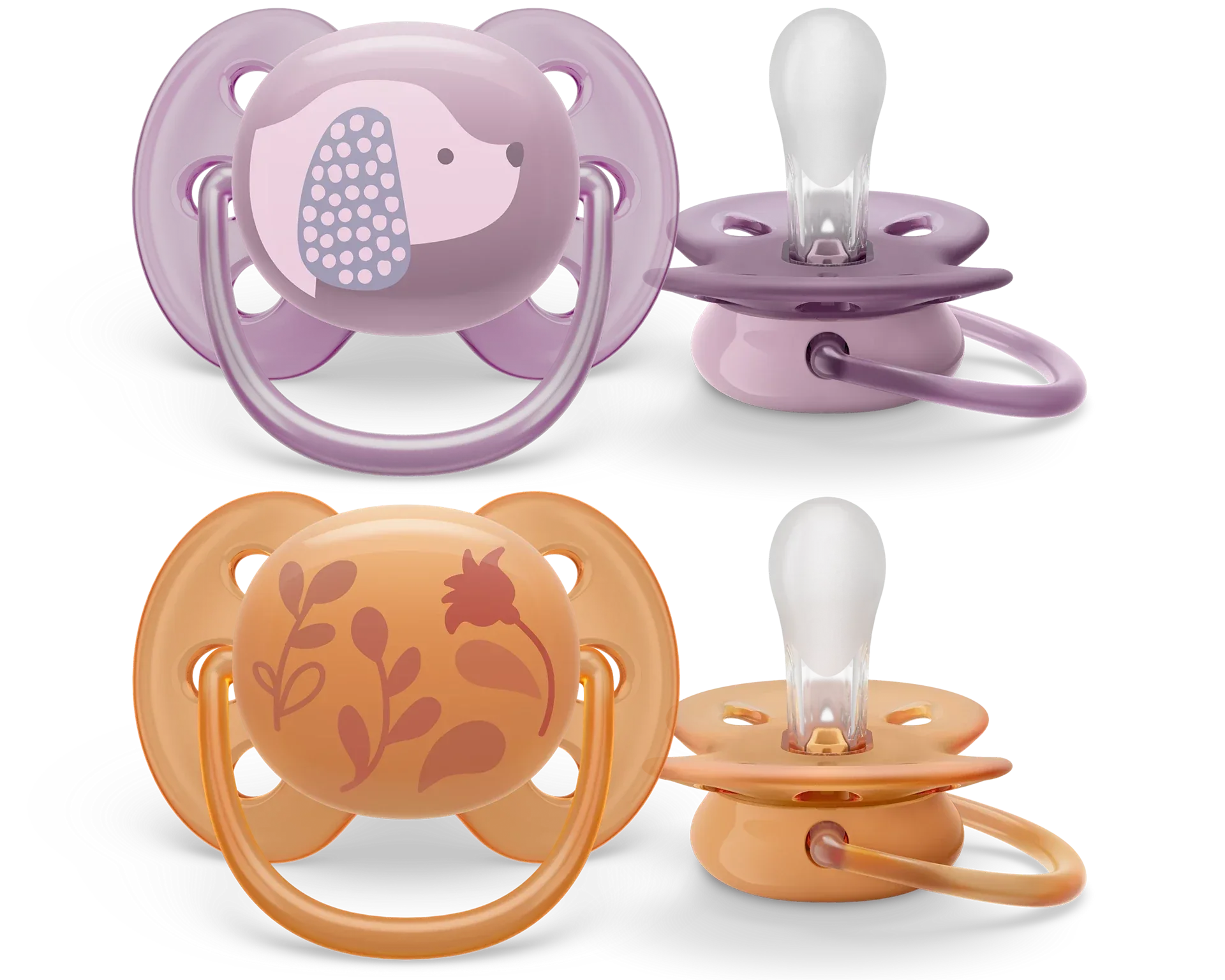 Philips Avent Ultra Soft Pacifiers, 2pk - 3 Sizes (11 Designs) - Pupsik Singapore