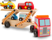 Melissa & Doug Emergency Vehicle Carrier Wooden Toy Set