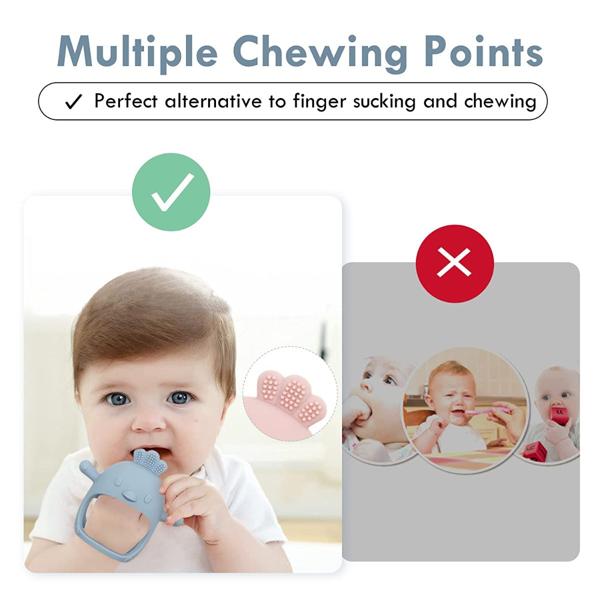 Biomom Silicone Baby Teething Mitten, Dinosaur (6 Colours)