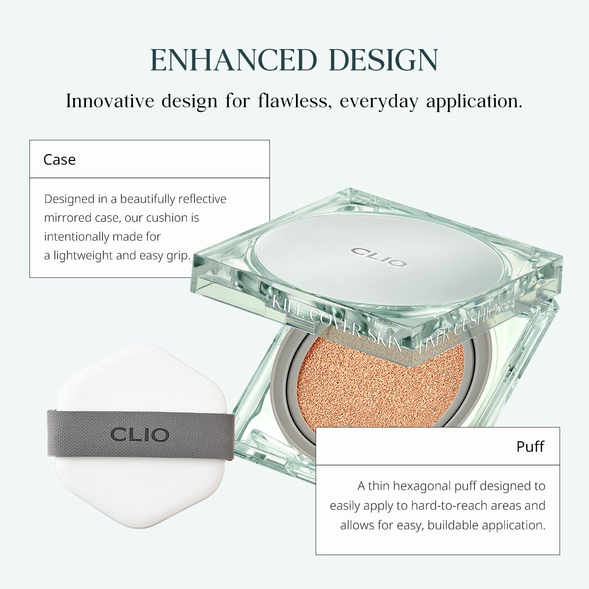 CLIO Kill Cover Skin Fixer Cushion + Refill Set - SPF50+ PA+++, 15g + 15g (5 Shades)