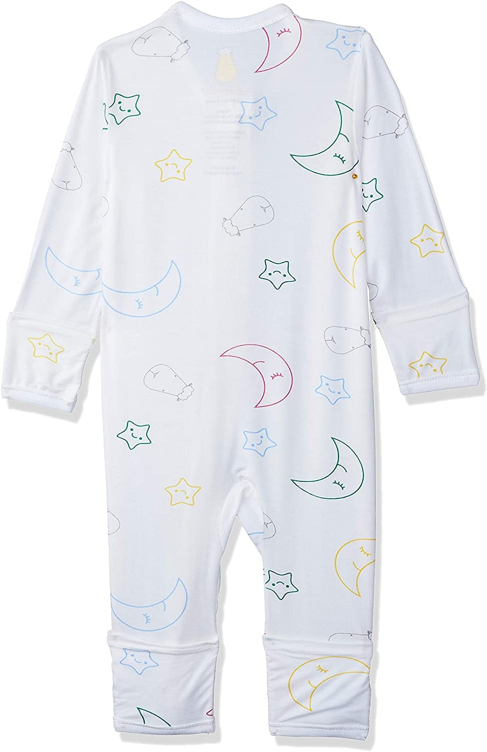 Baa Baa Sheepz Baby Zip Romper - Colourful Moon & Star White (4 Sizes)