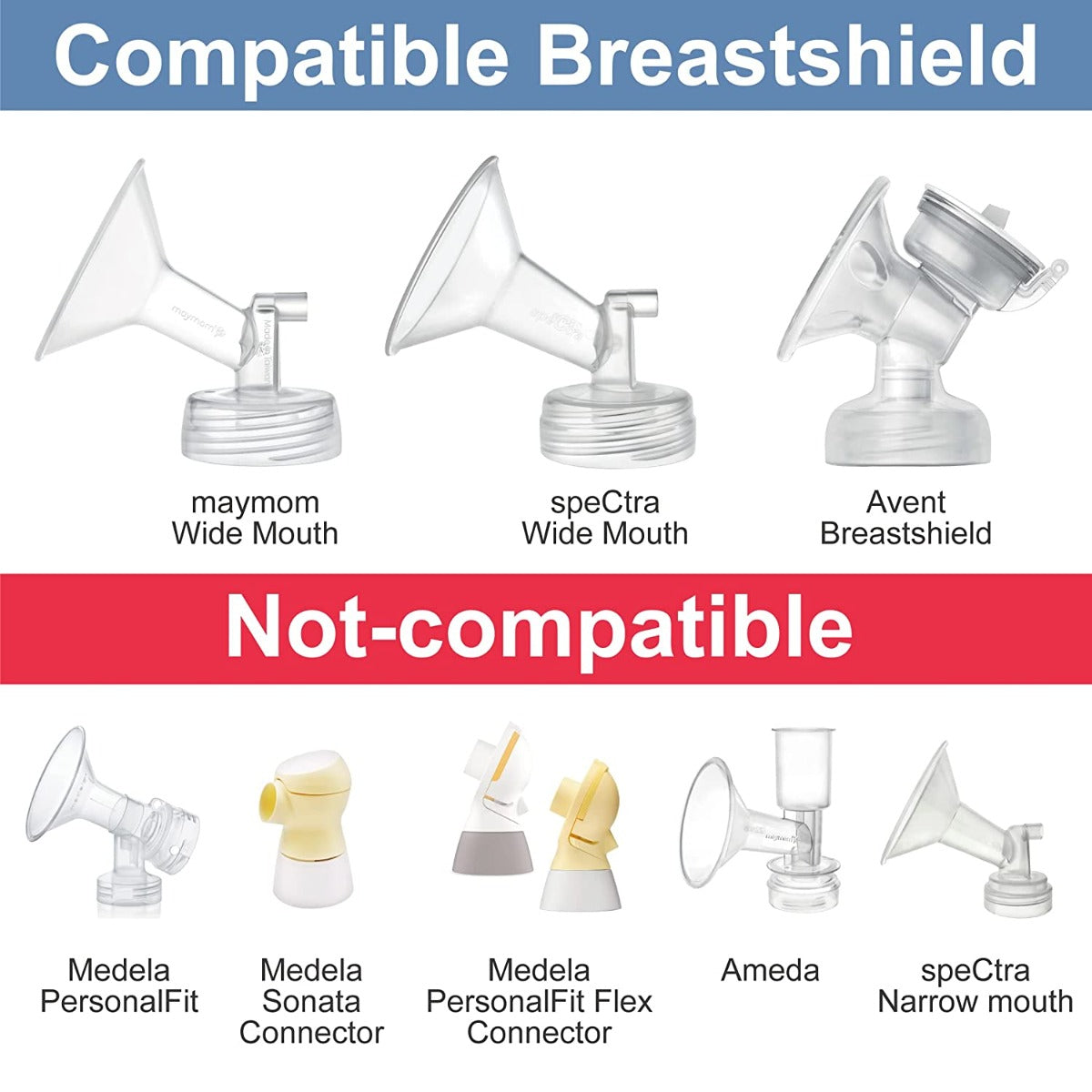 Maymom Breastmilk Storage Bag Adapters for Wide Neck Flange - 2nd Gen (2pc)